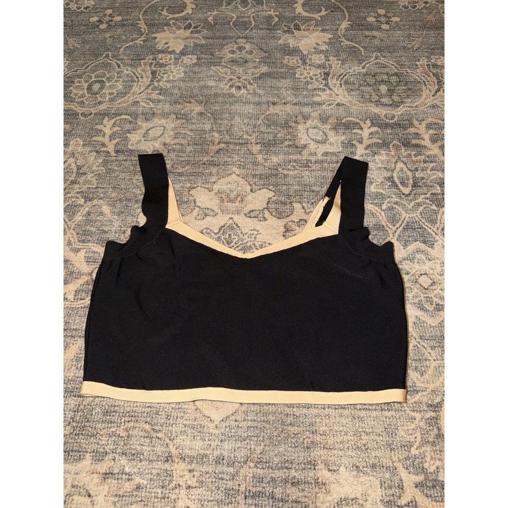 Vintage Y2K Marciano Black Contrast Bandage Crop Tank Top Bodycon